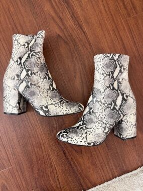 Madden Girl snake print ankle booties